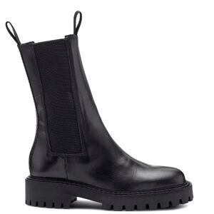 Last Angie Mid Calf Black Leather Chelsea Moto Boots Size 6
